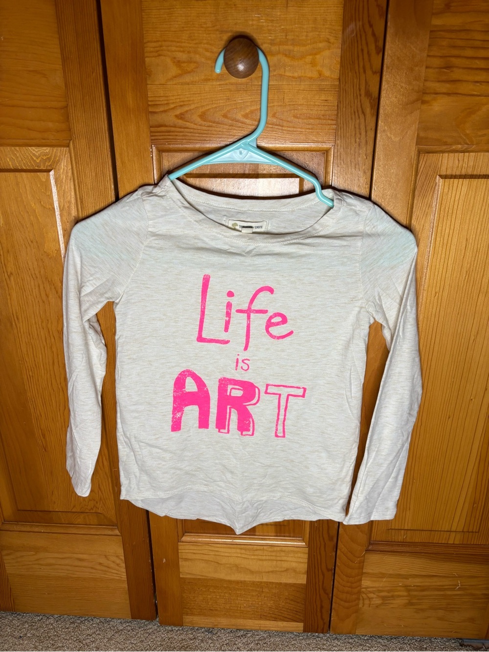 Tucker + Tate Cream Long-Sleeve Tee with Pink "Life is Art" Graphic